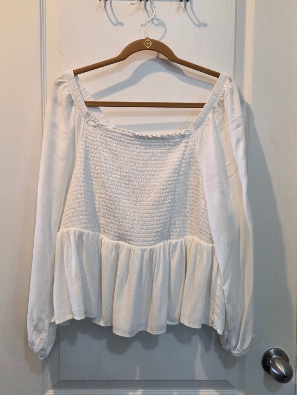 Torrid White Smocked Renaissance Peasant Blouse Size 2 (Plus Size 2X)